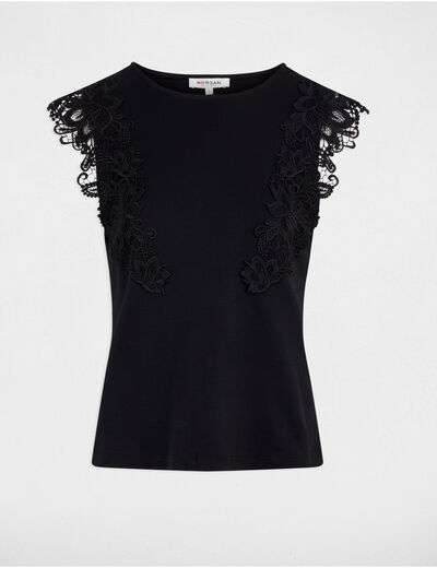 Camiseta manga corta negro mujer
