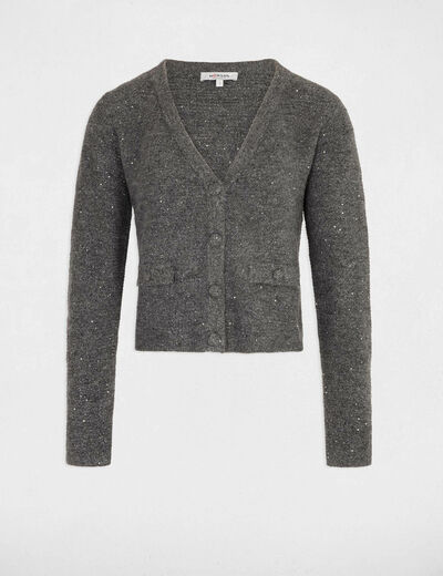 Cárdigan manga larga gris anthracite mujer