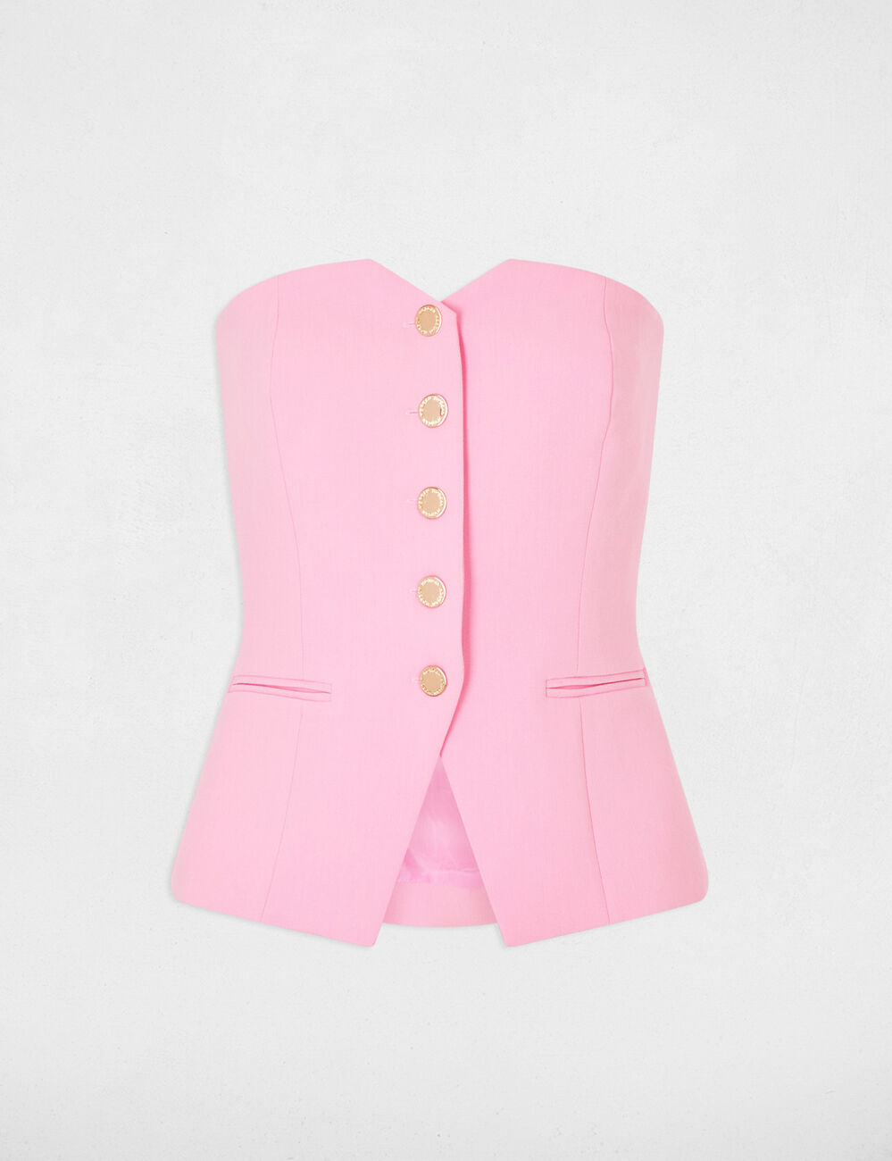 Top ajustado sin mangas rosa claro mujer