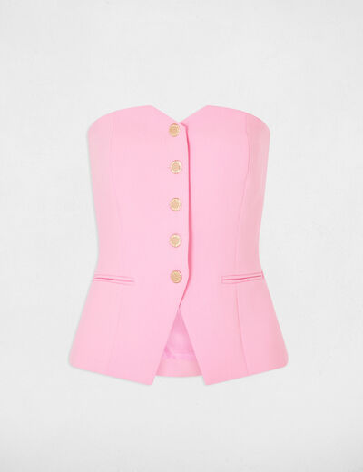 Top ajustado sin mangas rosa claro mujer
