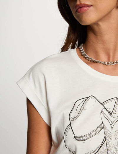 Camiseta manga corta blanco mujer