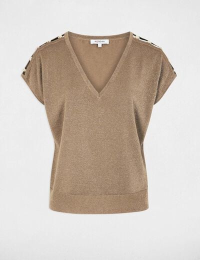 Jersey oversize con cuello v topo mujer