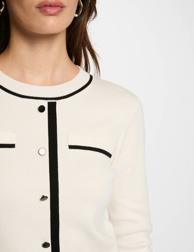 Jersey cuello redondo marfil mujer