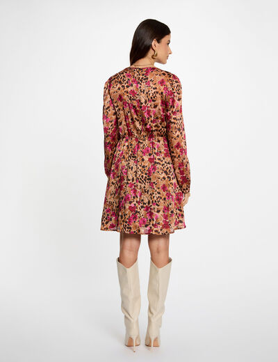 Vestido corto plisado multicolor mujer