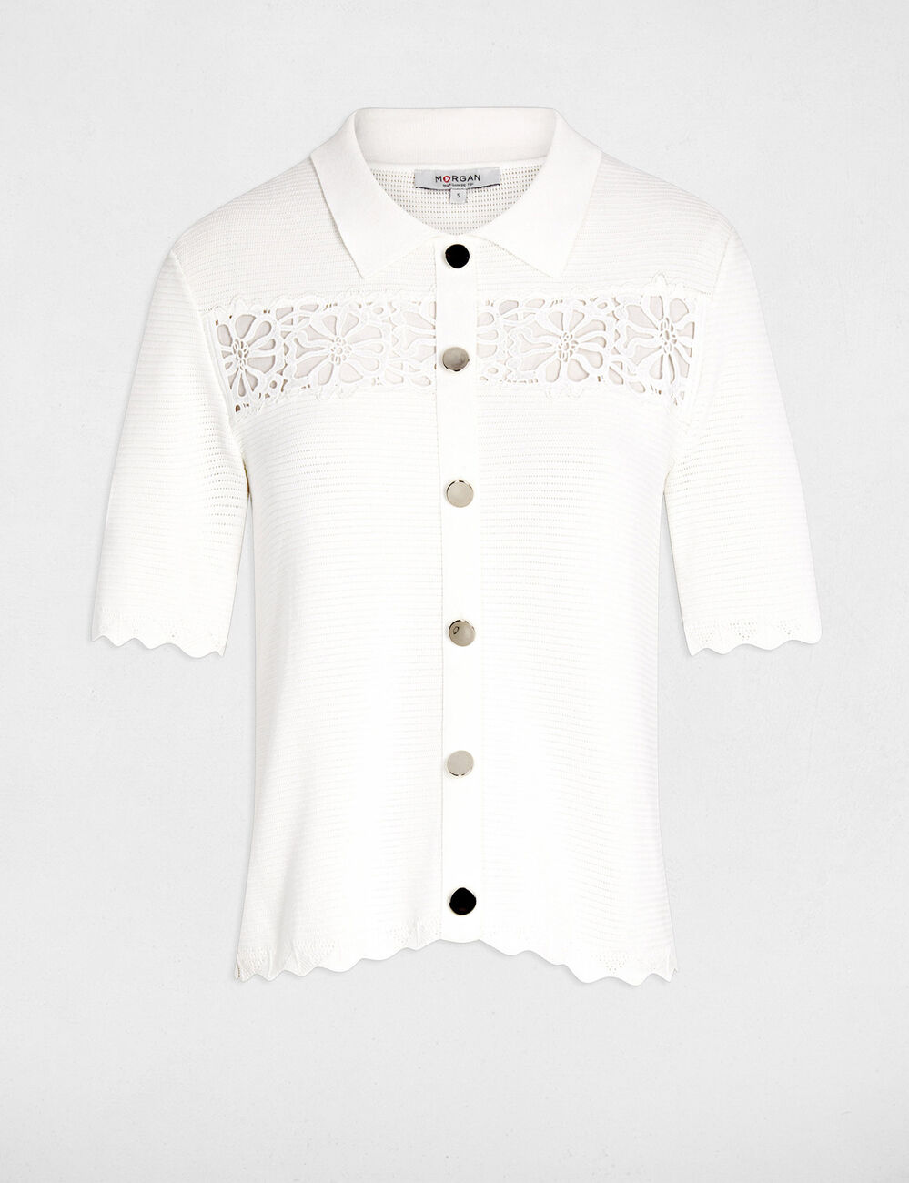 Jersey calado bordado blanco mujer