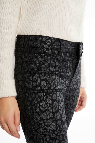 Pantalón skinny mojado estampado negro mujer