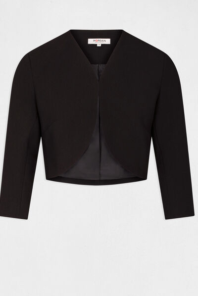 Chaqueta recta con manga 3/4 negro mujer