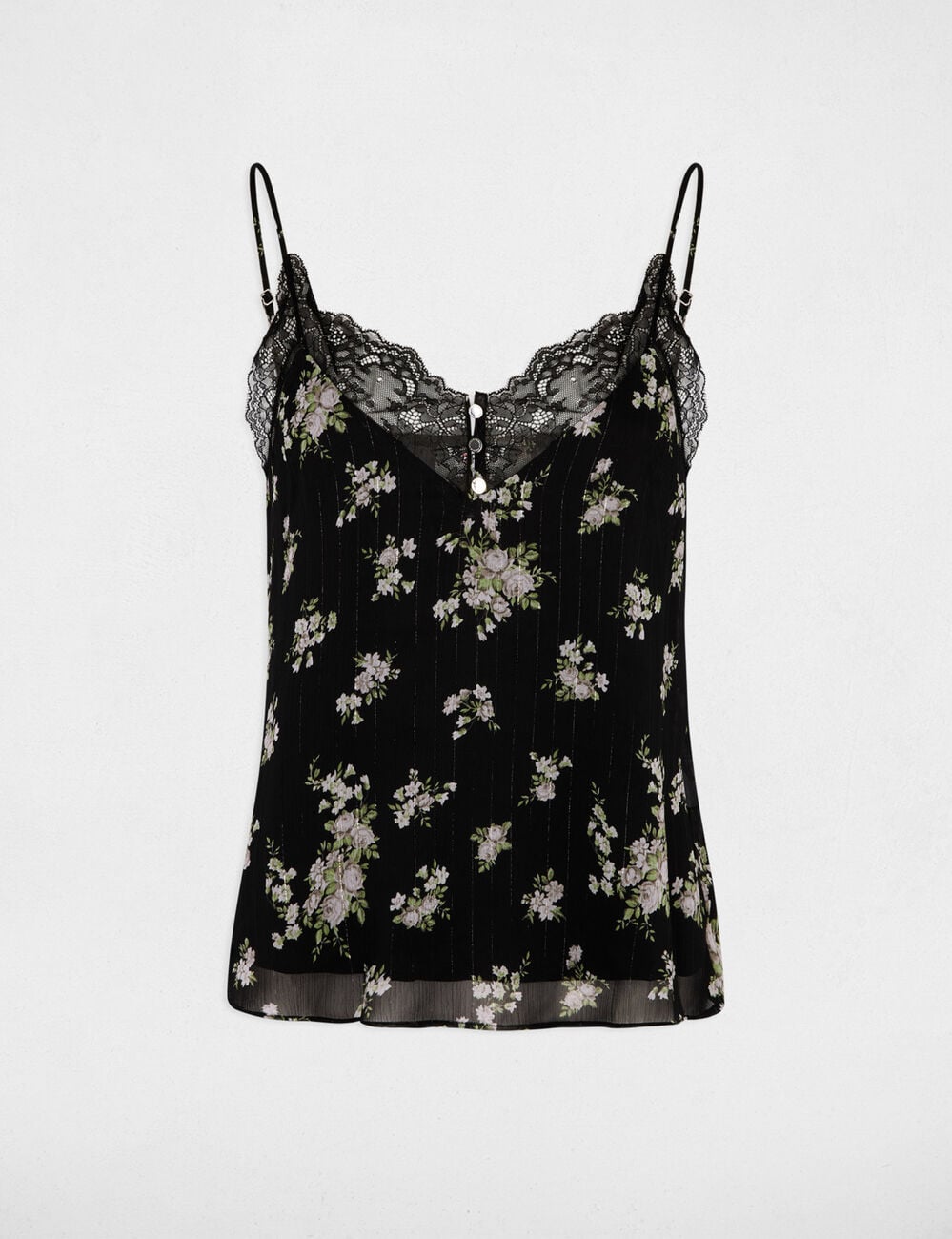 Top de tirantes finos con encaje multicolor mujer