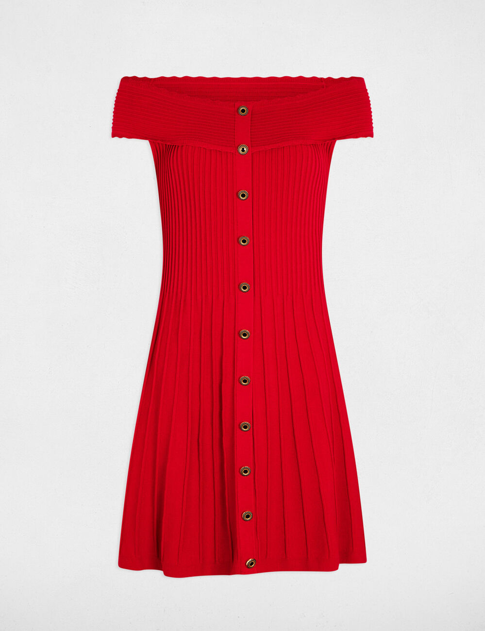 Vestido punto corto evasé rojo mujer
