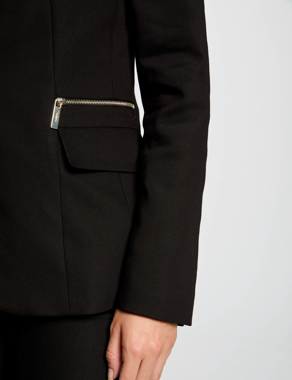 Chaqueta detalles cremallera negro mujer