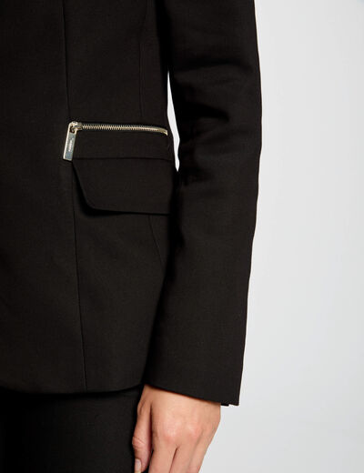 Chaqueta detalles cremallera negro mujer
