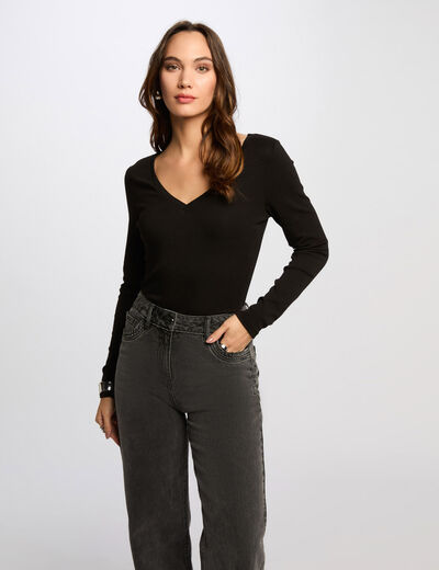 Camiseta manga larga negro mujer
