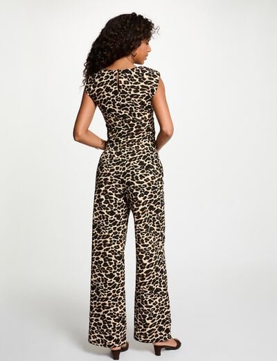 Pantal&oacute;n recto estampado multicolor mujer