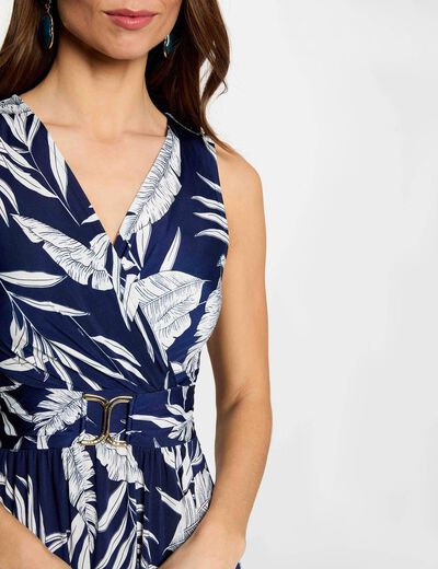 Vestido largo escotado multicolor mujer