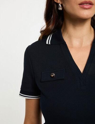 Polo ajustado azul marino mujer