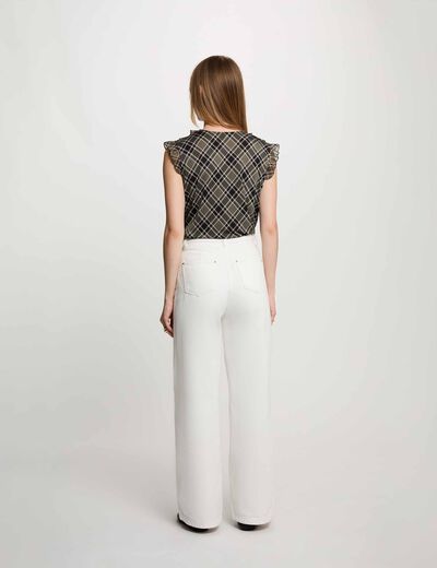 Camisa sin mangas de cuadros multicolor mujer