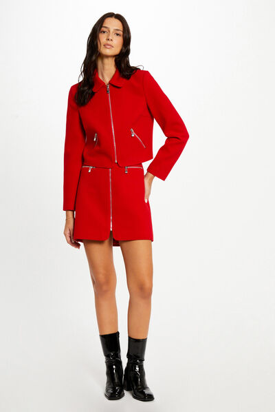 Falda recta con cremallera rojo mujer