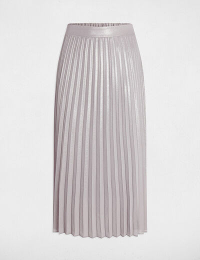 Falda larga plisada couleur argent mujer