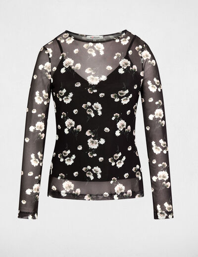 Camiseta de malla manga larga multicolor mujer