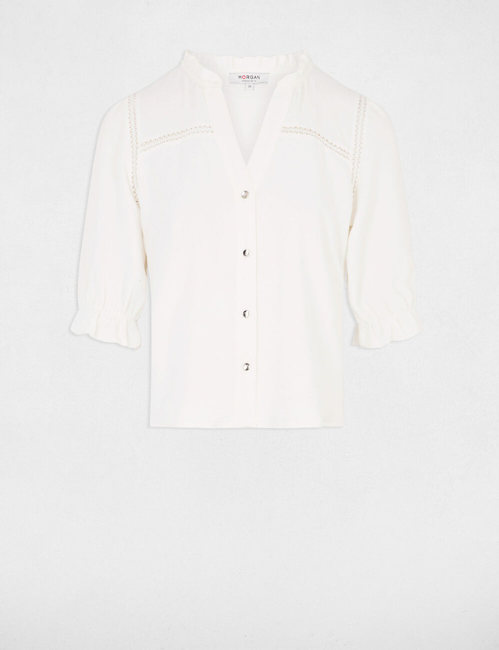 Blusa manga 3/4 marfil mujer