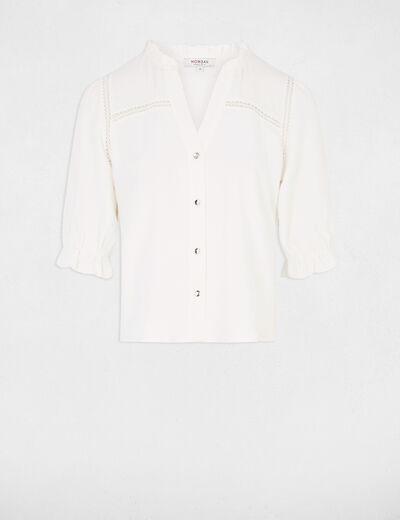 Blusa manga 3/4 marfil mujer