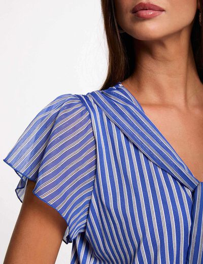 Camiseta con cuello lazada blanco mujer