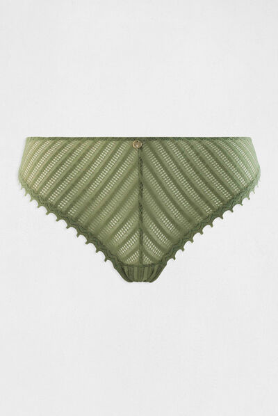 Slip de encaje verde caqui mujer