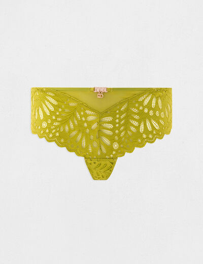 Shorty de encaje verde mujer