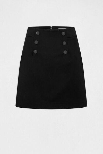 Falda recta con botones negro mujer