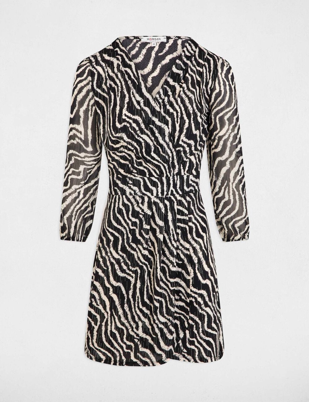 Vestido cruzado estampado multicolor mujer