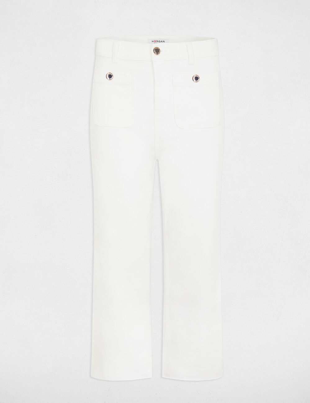 Pantalón pernera ancha marfil mujer