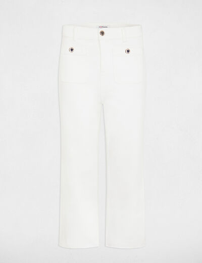 Pantalón pernera ancha marfil mujer