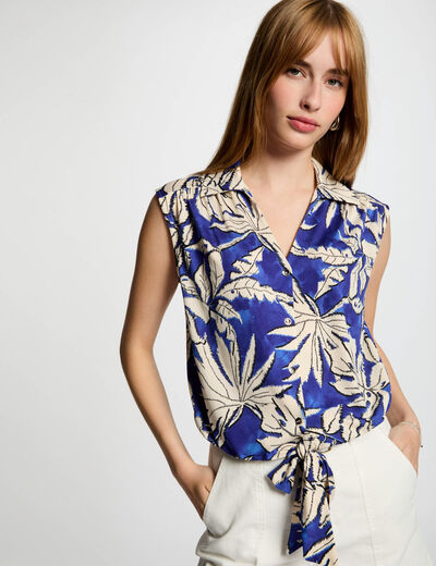 Camiseta manga corta azul eléctrico mujer