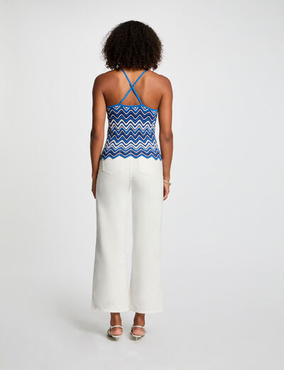 Top punto estampado azul eléctrico mujer