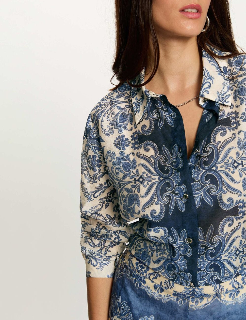 Camisa estampada con cuello vuelto multicolor mujer