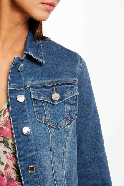 Chaqueta vaquera recta abotonada vaquero stone mujer