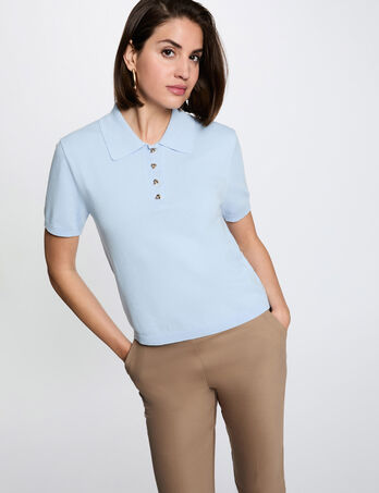 Jersey con cuello vuelto azul cielo mujer