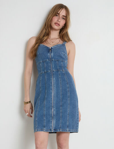 Vestido corto ajustado vaquero denim stone mujer