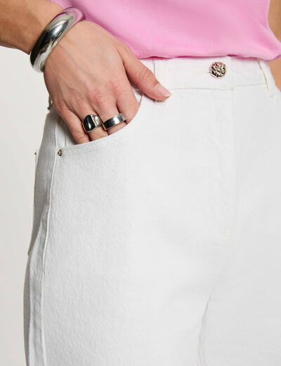 Pantal&oacute;n corto ancho de tiro alto blanco mujer