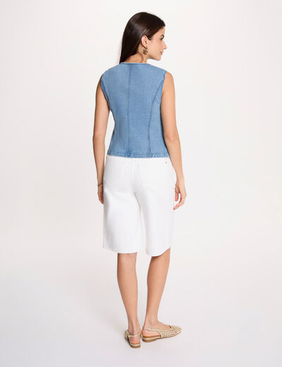 C&aacute;rdigan sin mangas denim doble stone mujer