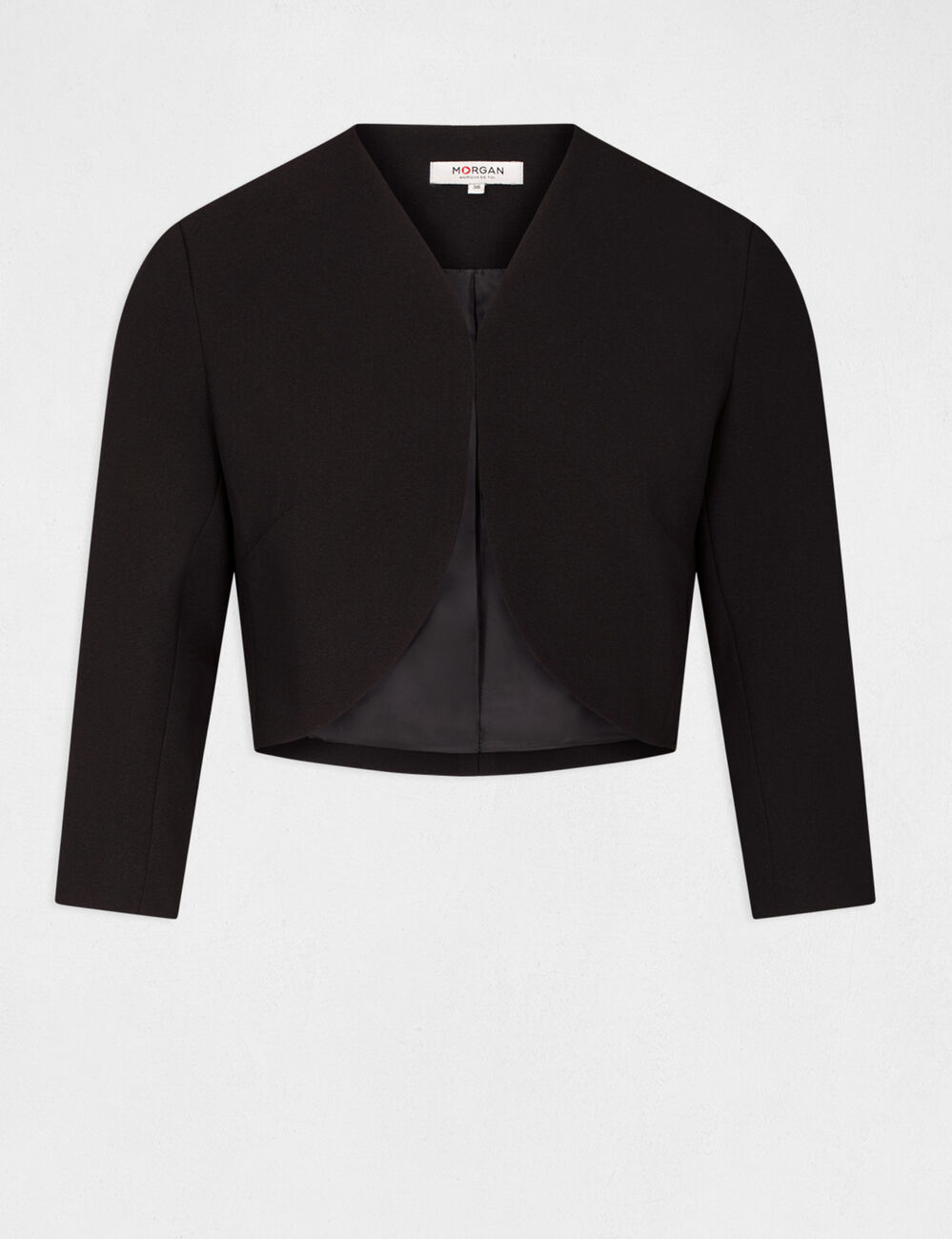Chaqueta recta con manga 3/4 negro mujer