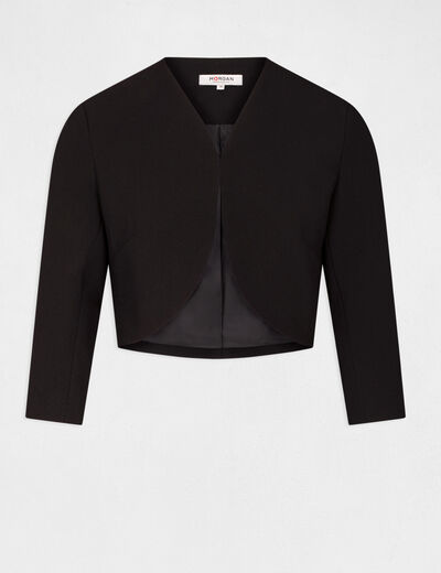 Chaqueta recta con manga 3/4 negro mujer