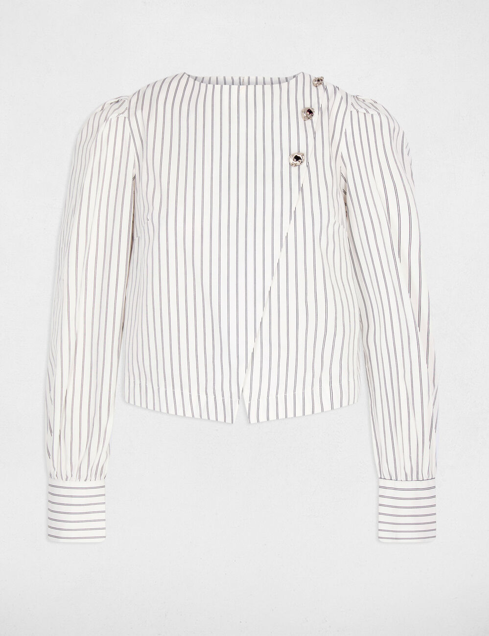 Blusa cruzada de rayas blanco mujer