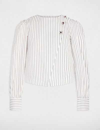 Blusa cruzada de rayas blanco mujer