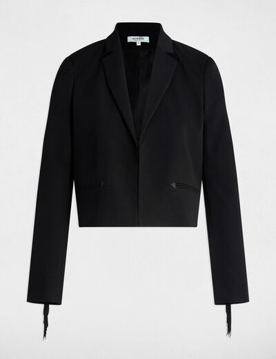 Americana con flecos negro mujer