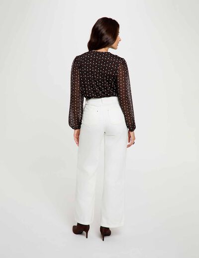 Blusa de gasa con cuello lazada multicolor mujer