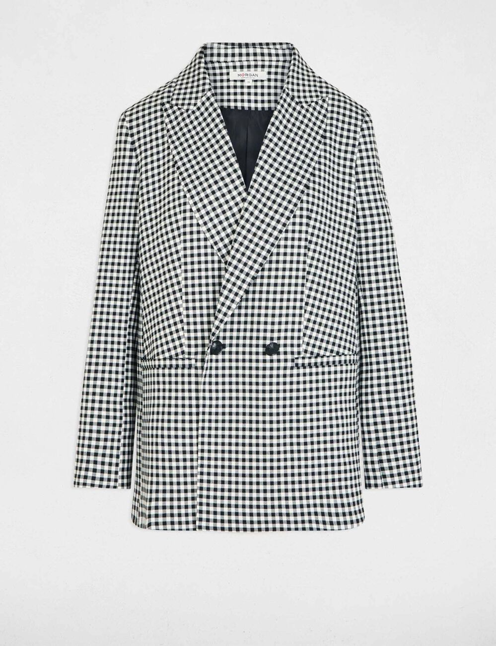 Chaqueta oversize con cuello sastre negro mujer