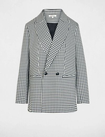 Chaqueta oversize con cuello sastre negro mujer