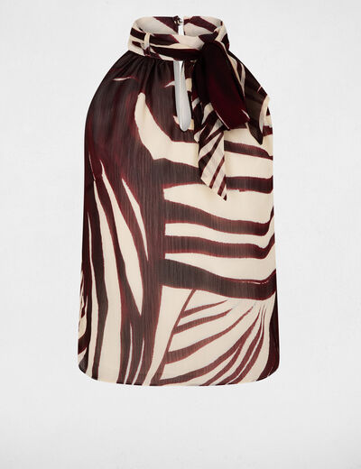 Top plisado con cuello lazada multicolor mujer