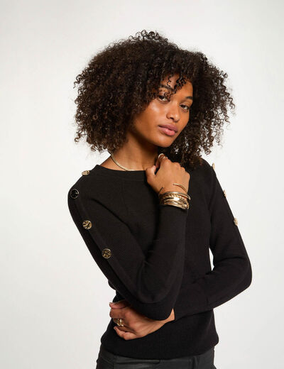Jersey cuello barco negro mujer